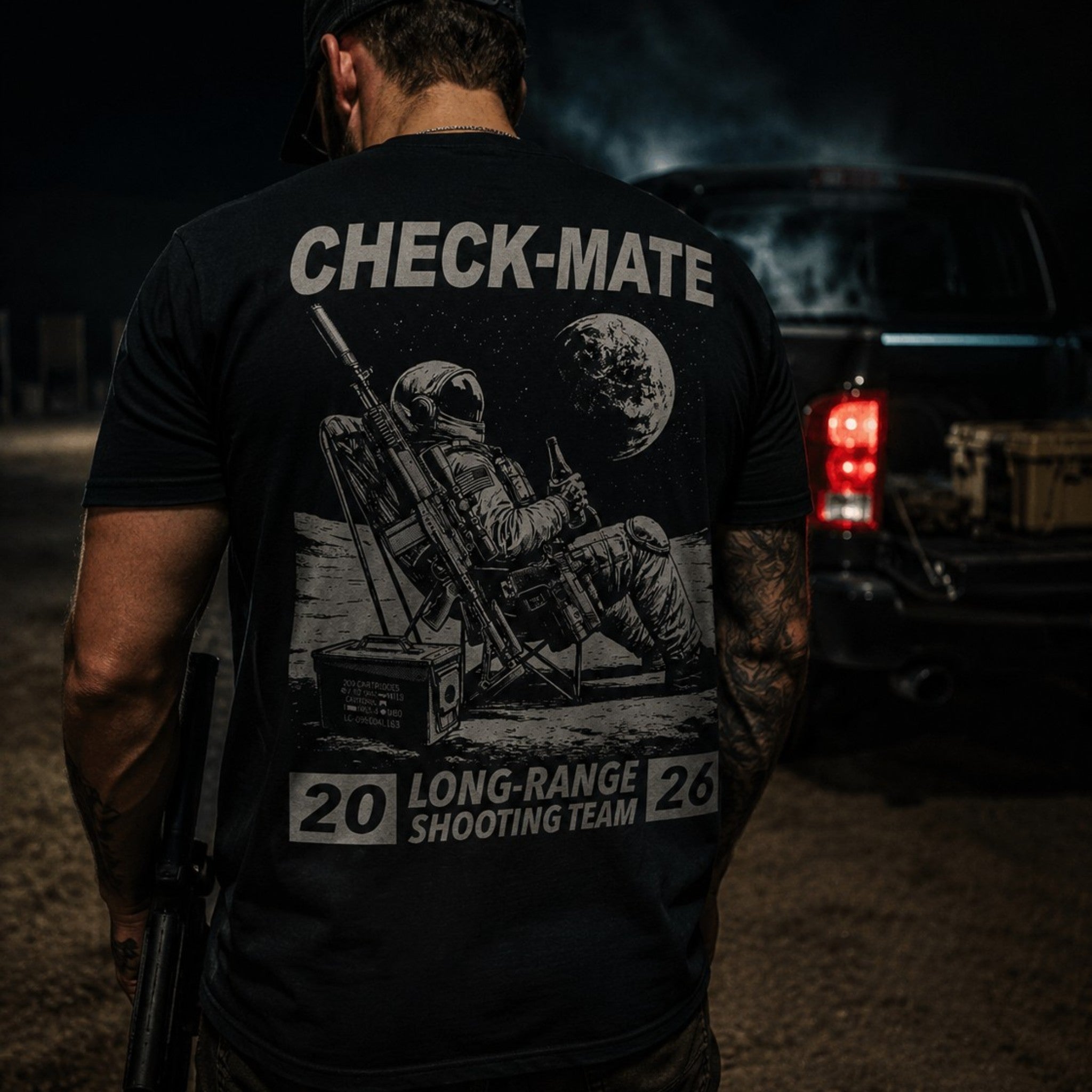 Check-Mate X Nine-Line Moonman V2 shirt by check-mate-mags featuring a stylish military-inspired graphic on apparel.