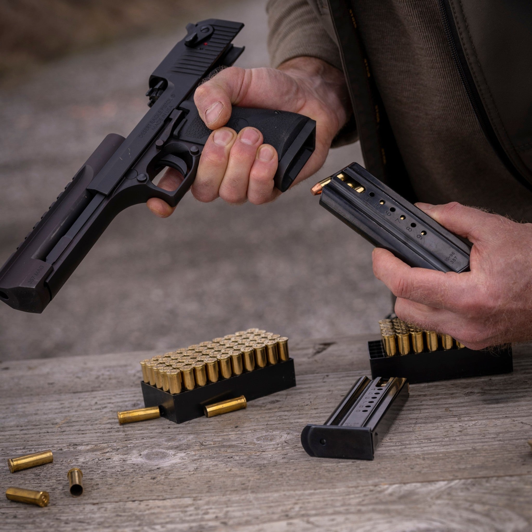 Check-Mate-Mags .357 Magnum Desert Eagle compatible magazine, black, durable metal construction for reliable firearm performance.