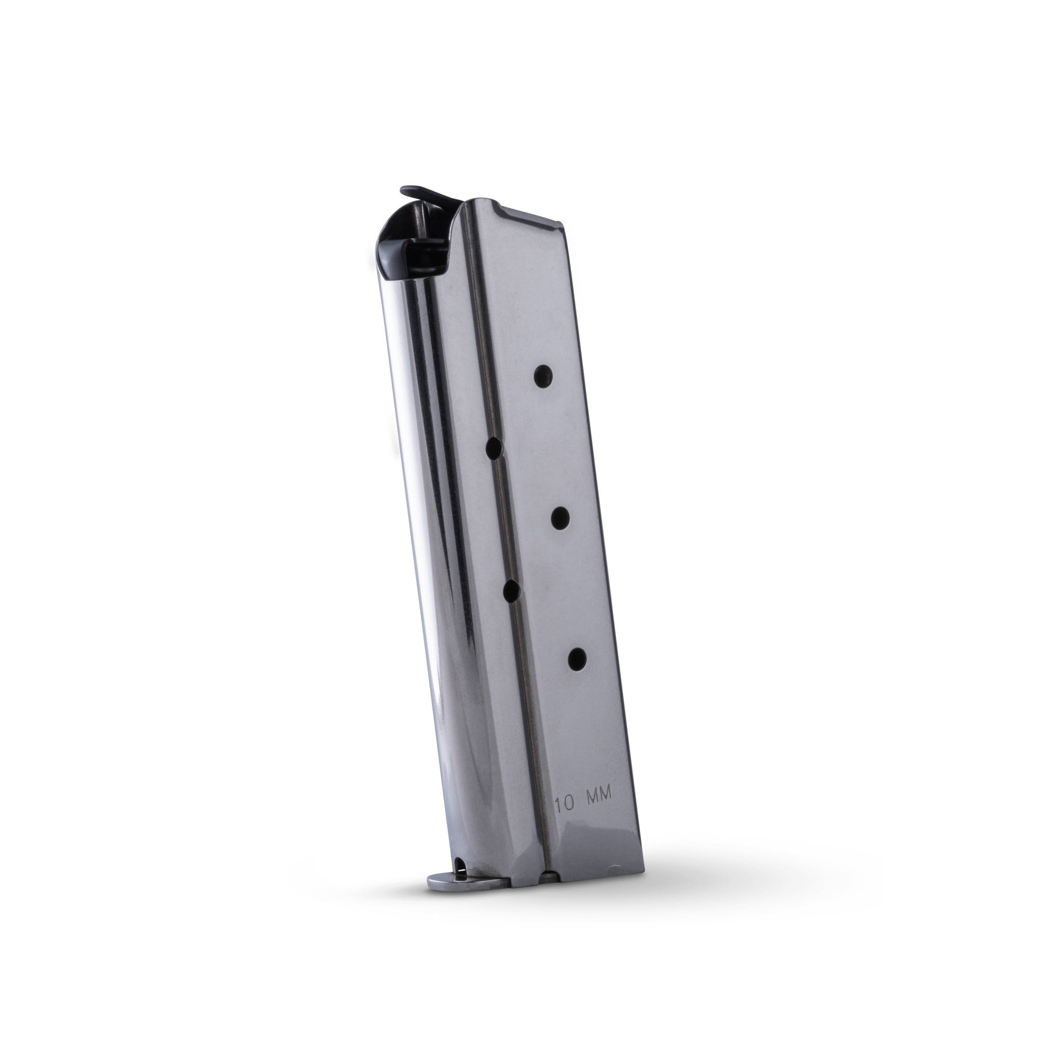 Check-Mate Mags 1911 10mm magazine with metal body and follower, designed for reliable firearm performance.