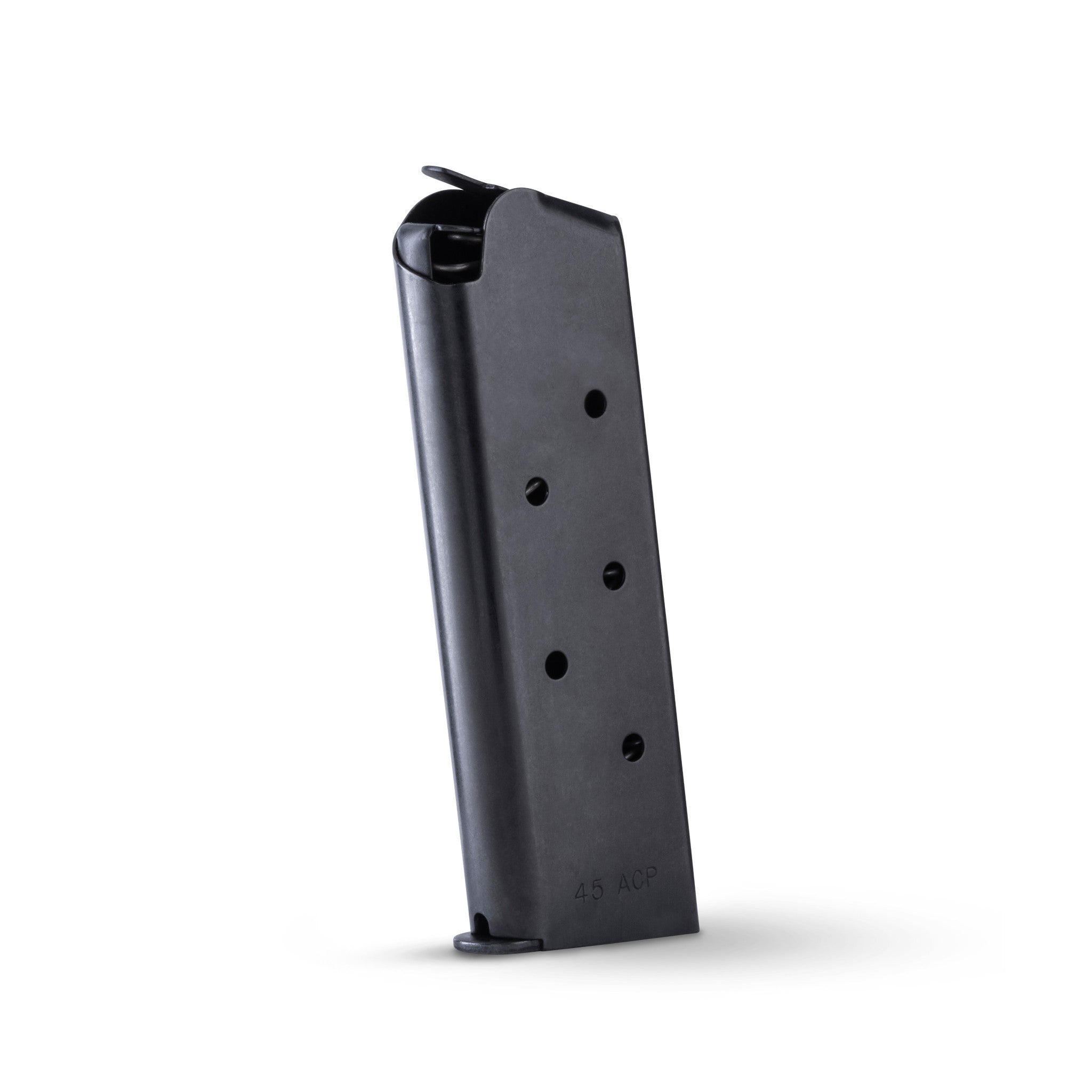 Check-Mate Mags black 6-round magazine for 1911 .45 ACP pistol, compact and durable firearm accessory.