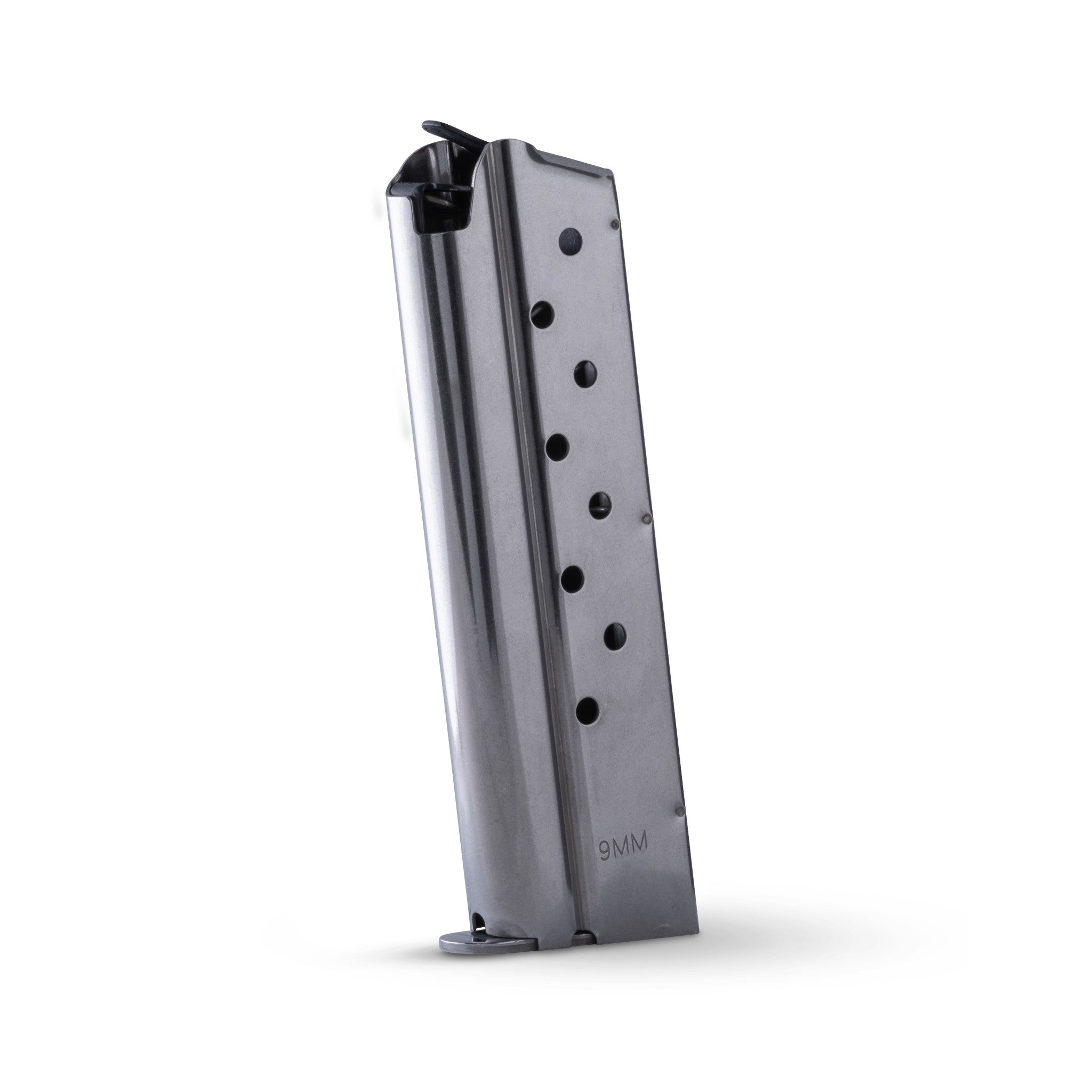 Check-Mate Mags 1911 9mm sub-compact 7-round magazine, black metal with base plate, designed for 1911 pistols.
